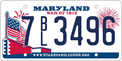 MD license plate 7BL3496
