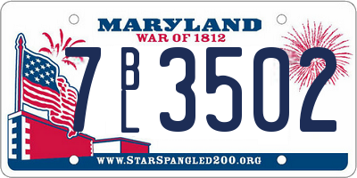 MD license plate 7BL3502