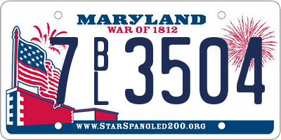 MD license plate 7BL3504