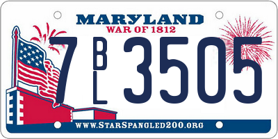 MD license plate 7BL3505