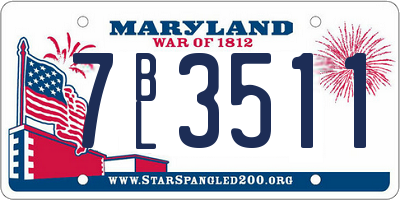 MD license plate 7BL3511
