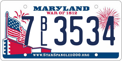 MD license plate 7BL3534