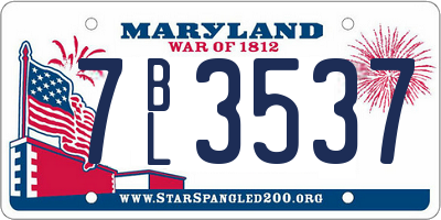 MD license plate 7BL3537