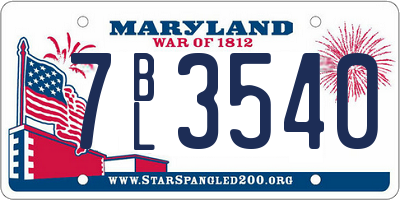 MD license plate 7BL3540