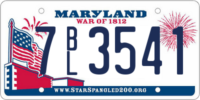 MD license plate 7BL3541