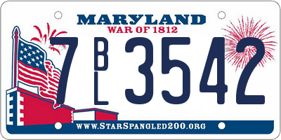 MD license plate 7BL3542