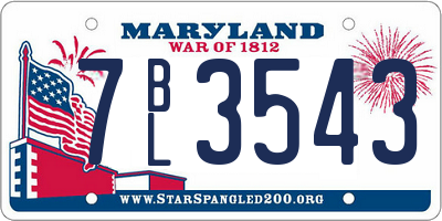 MD license plate 7BL3543