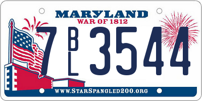 MD license plate 7BL3544