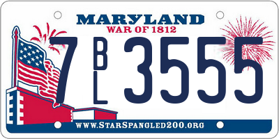 MD license plate 7BL3555