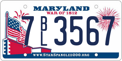 MD license plate 7BL3567