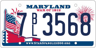 MD license plate 7BL3568