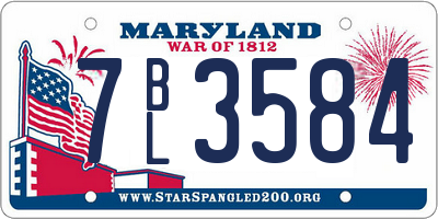 MD license plate 7BL3584