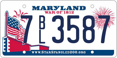 MD license plate 7BL3587