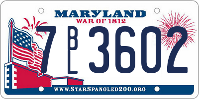 MD license plate 7BL3602
