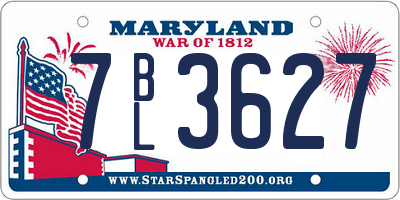 MD license plate 7BL3627