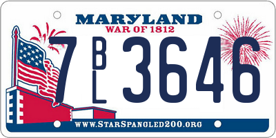 MD license plate 7BL3646