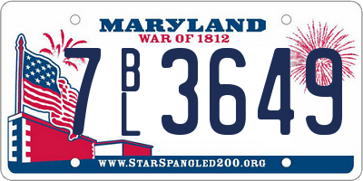 MD license plate 7BL3649