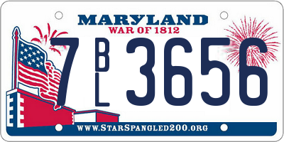 MD license plate 7BL3656