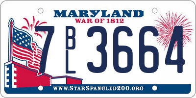 MD license plate 7BL3664
