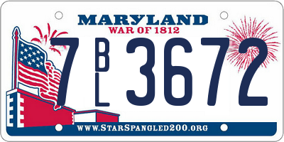 MD license plate 7BL3672