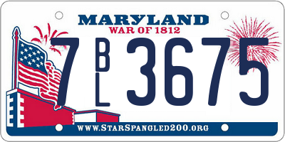 MD license plate 7BL3675