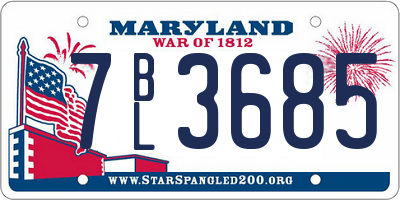 MD license plate 7BL3685