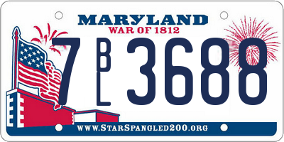 MD license plate 7BL3688