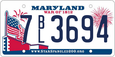 MD license plate 7BL3694