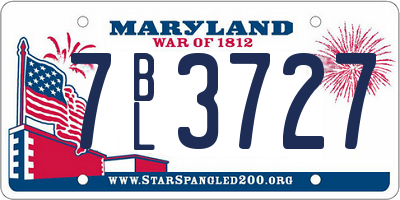 MD license plate 7BL3727