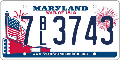 MD license plate 7BL3743