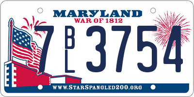 MD license plate 7BL3754