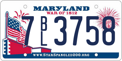 MD license plate 7BL3758