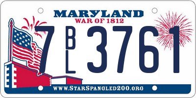MD license plate 7BL3761