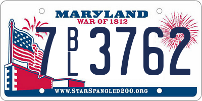 MD license plate 7BL3762