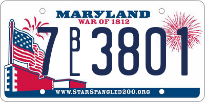 MD license plate 7BL3801