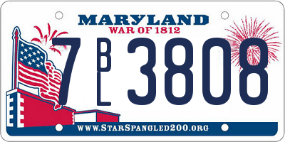 MD license plate 7BL3808