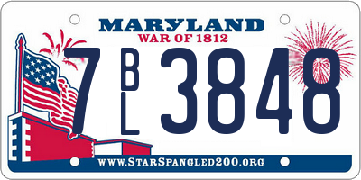 MD license plate 7BL3848