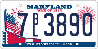 MD license plate 7BL3890