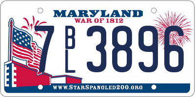 MD license plate 7BL3896