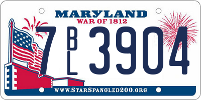 MD license plate 7BL3904