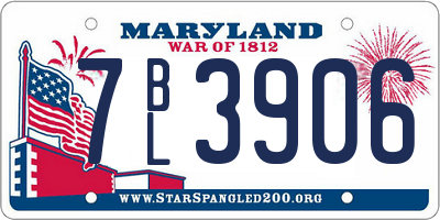 MD license plate 7BL3906