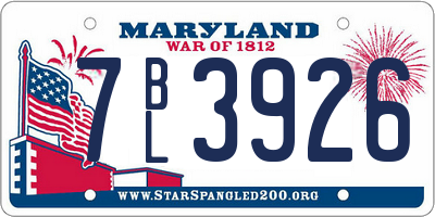 MD license plate 7BL3926