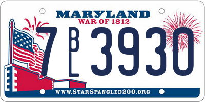 MD license plate 7BL3930