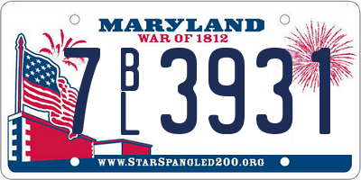 MD license plate 7BL3931