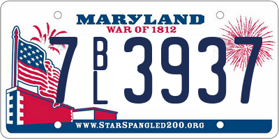 MD license plate 7BL3937