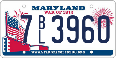 MD license plate 7BL3960