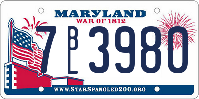 MD license plate 7BL3980