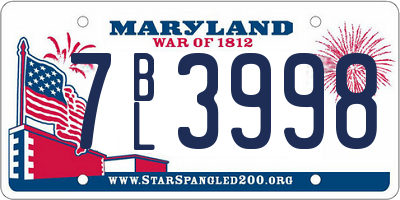 MD license plate 7BL3998