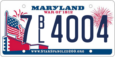 MD license plate 7BL4004