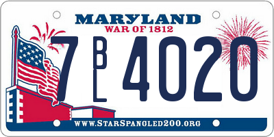MD license plate 7BL4020